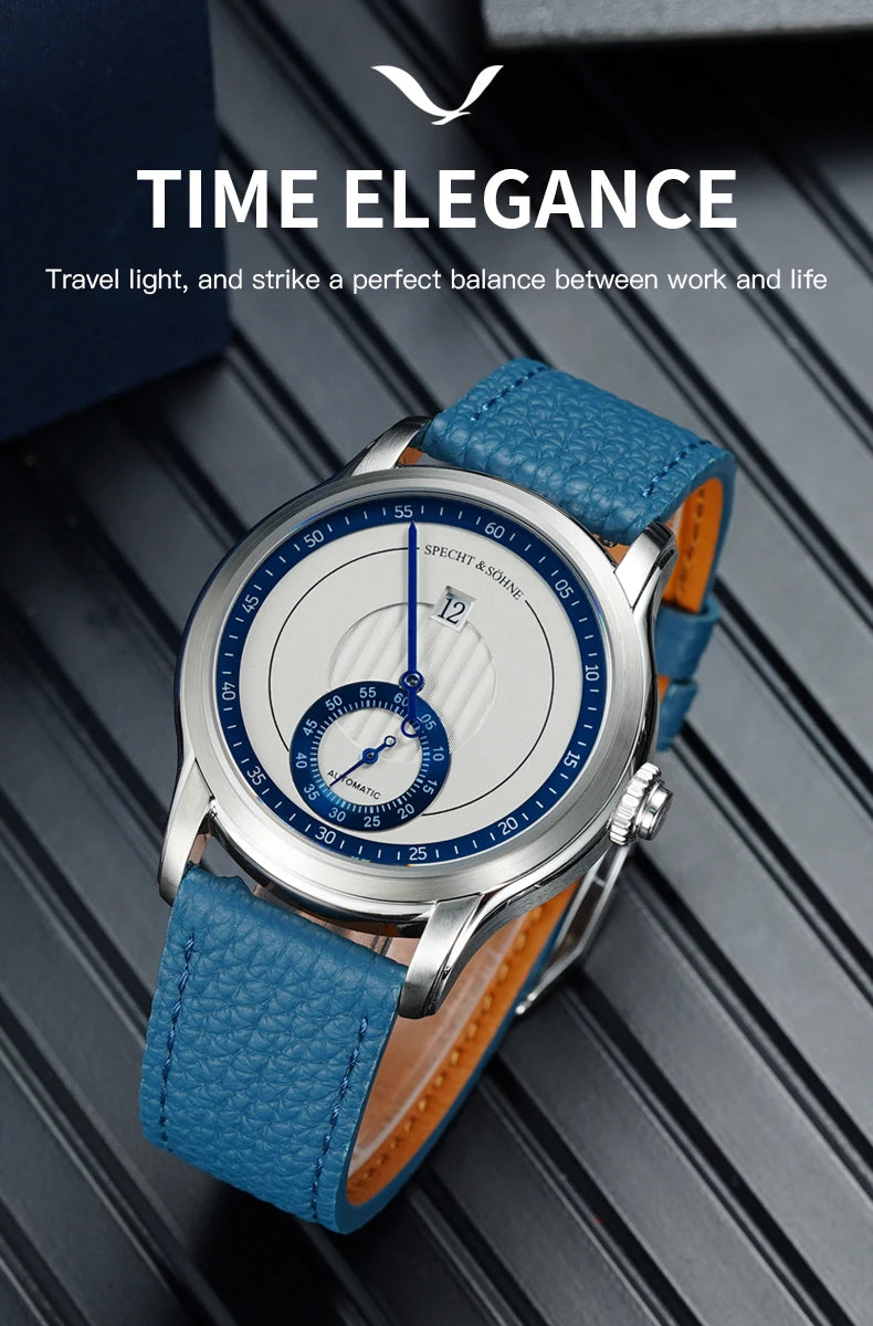 2026 Newly designed Specht & Söhne Men Automatic Watch 39mm Jumping Hour Mechanical Wristwatch Sapphire Crystal Reloj Hombre