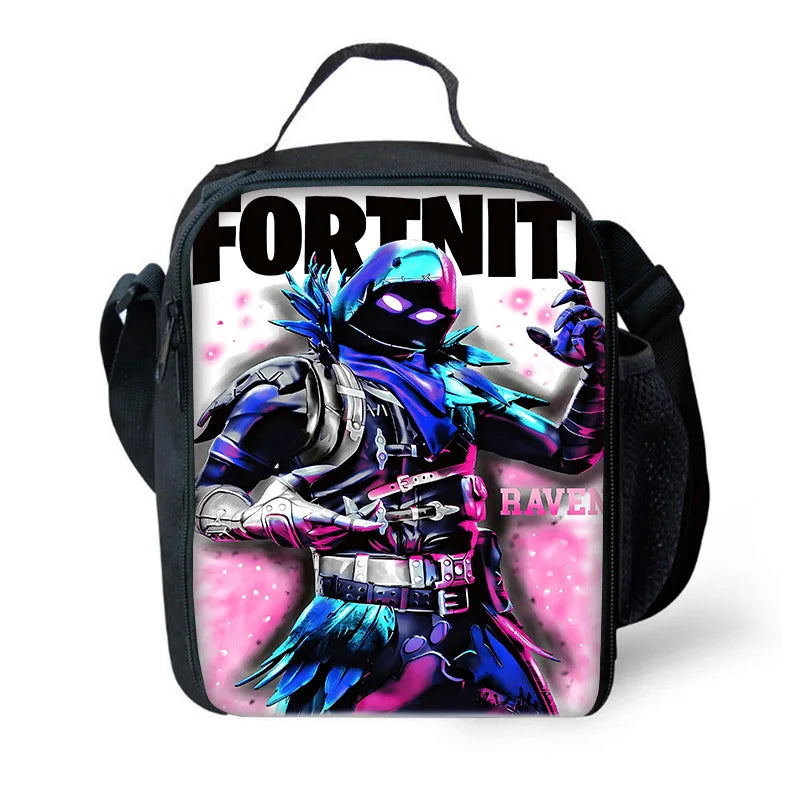 Детска изолирана чанта F-FortniteS с голям капацитет за гореща храна, за момчета, момичета и ученици, за пикник на открито, многократна термо охладителна кутия за обяд