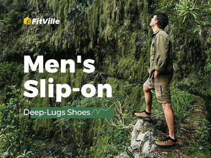 Fittington Wide Sneakers for Men Slip-on Hiking Shoes Soft Comfortable Men Running Shoe Slip Resistant Walking Shoes with Arch