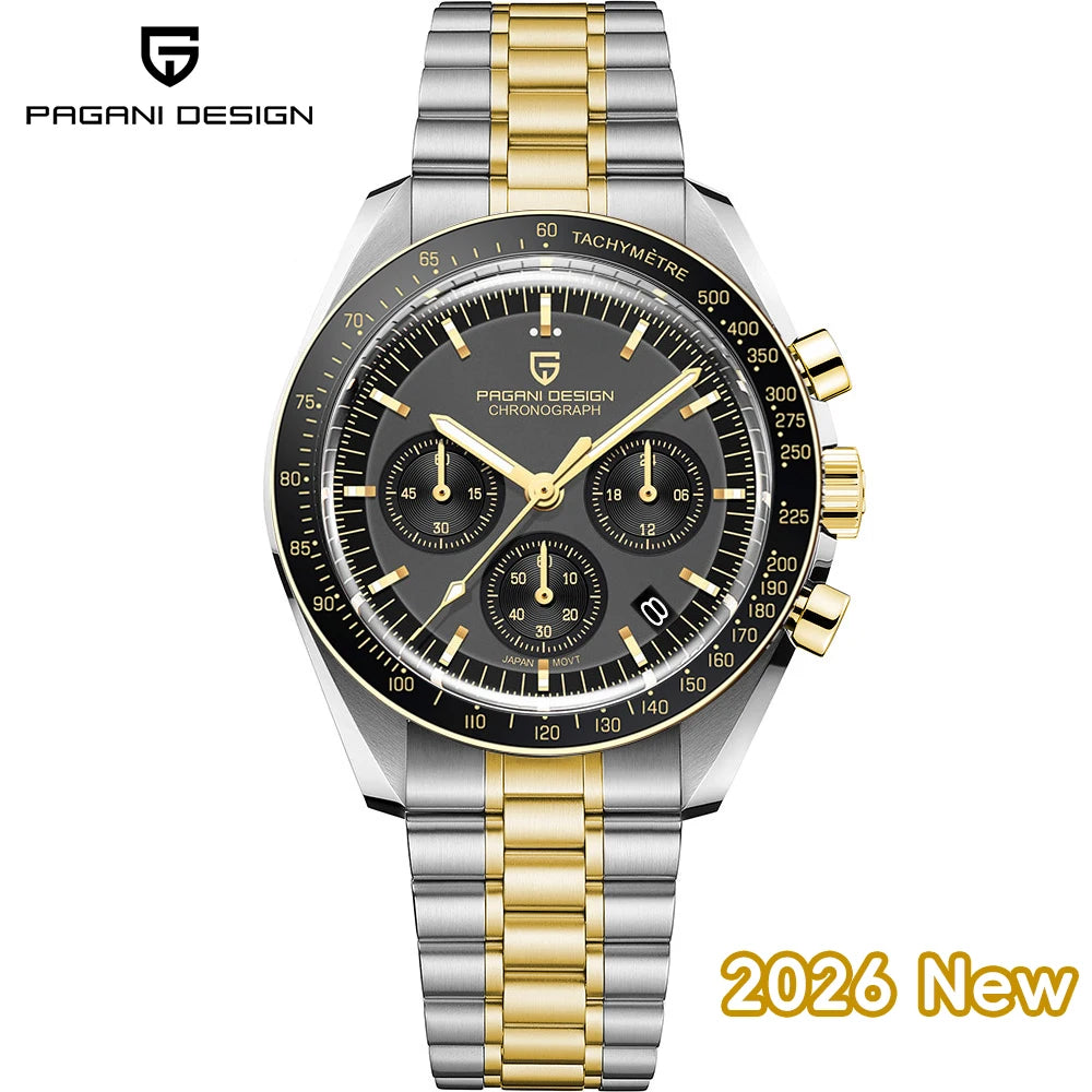2026 New PAGANI DESIGN Mens Watches Panda Moon Watch Luxury Quartz Watch For Men Automatic Date Sport Chronograph Wristwatch Men