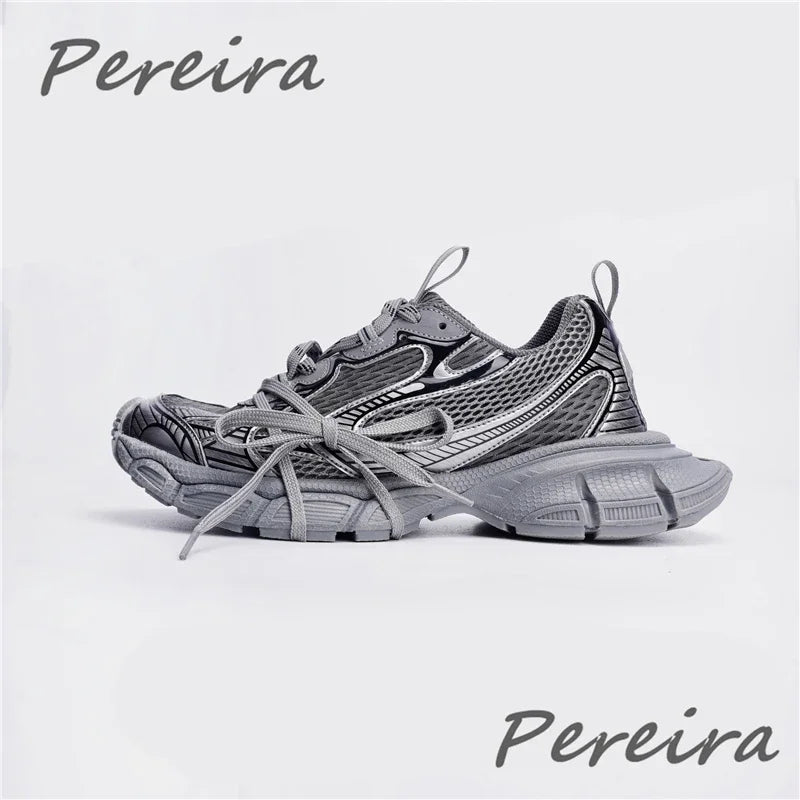 Streetstyle herensneakers met dikke zool, nieuwe gemengde kleuren, vetersluiting, casual koppelschoenen, comfortabel en ademend, voor hardlopen en wandelen