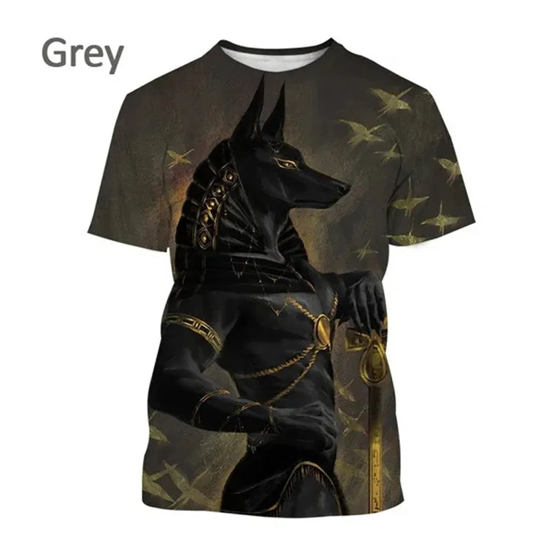 T-Shirts mit dem Sensenmann Anubis – 3D-gedrucktes T-Shirt mit altägyptischem Gott – Auge Ägyptens – Pharao – Harajuku-Mode – Kurzarm-T-Shirt
