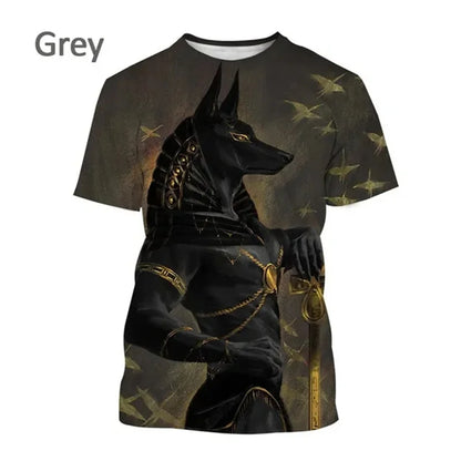 T-Shirts mit dem Sensenmann Anubis – 3D-gedrucktes T-Shirt mit altägyptischem Gott – Auge Ägyptens – Pharao – Harajuku-Mode – Kurzarm-T-Shirt