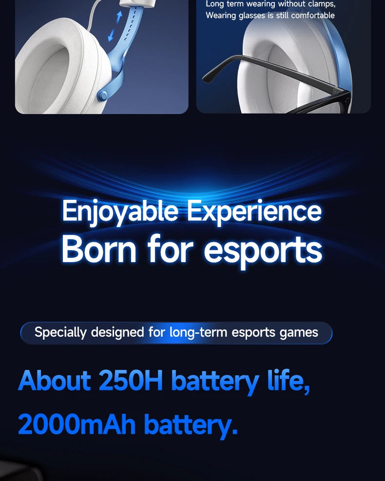 MCHOSE V9 Pro Wireless Gaming Headset 7.1 Surround Sound, Bluetooth 5.3 Headphones with Noise Cancelling Mic, Low Latency PC Gaming Headset