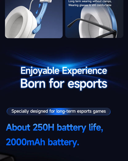 MCHOSE V9 Pro Wireless Gaming Headset 7.1 Surround Sound, Bluetooth 5.3 Headphones with Noise Cancelling Mic, Low Latency PC Gaming Headset