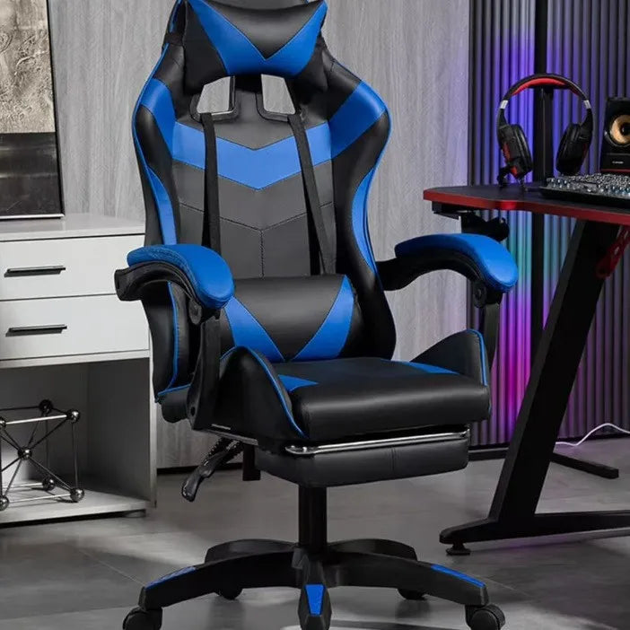 Chaise de jeu ergonomique avec dossier inclinable réglable en hauteur pour bureau, streaming et massage sur PC