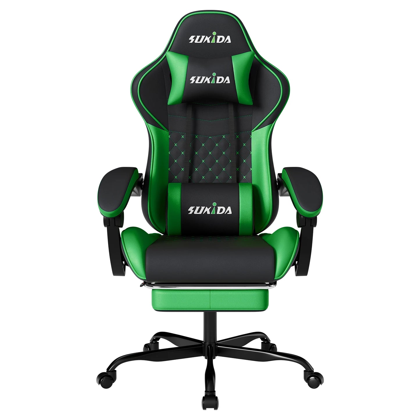 SUKIDA Ergonomic Gaming Chair with Footrest, Lumbar Support Computer Chair, Comfortable Office Chair with Adjustable Reclining Backrest