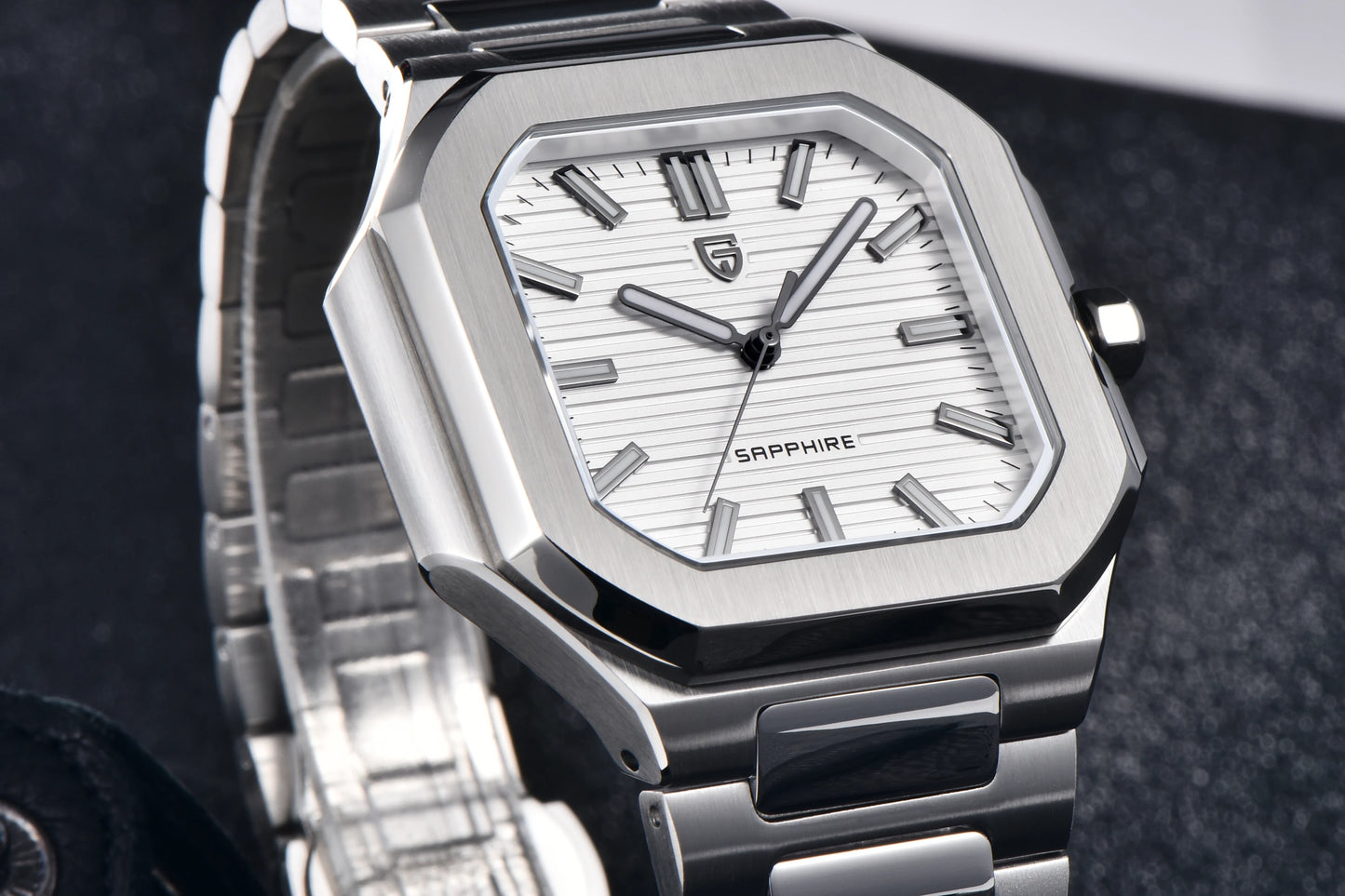 Nuovo orologio di lusso quadrato PAGANI DESIGN 2026 da uomo al quarzo, vetro zaffiro AR, movimento giapponese, luminoso, in acciaio 316L all steel