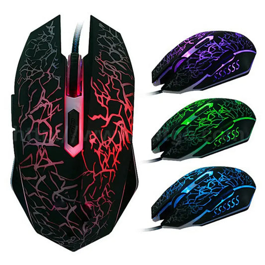 Rato gaming com fios USB 2400 DPI, rato profissional para gamer com retroiluminação LED, rato ergonómico para computador, PC, portátil e MacBook