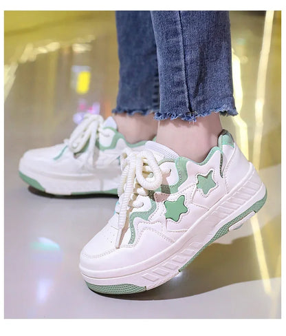 Kids Roller Skate Shoes - Rechargeable Wheels Fashion Color Shiny Birthday for Boys and Girls Two-in-one Casual Shoes