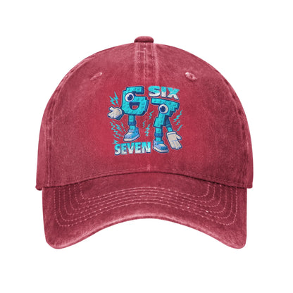 Vicces mém 67 Six Seven 6 7 olasz Brainrot baseball sapka, napozáshoz és szabadtéri sportokhoz, mosott trucker sapka, férfi klasszikus dizájnú baseball sapka