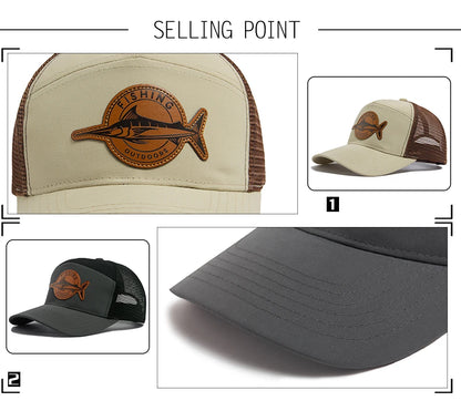 Shark Leather Label férfi baseball sapka, alkalmi, 7 panelos stílusú trucker sapka, divatos hiphop hálós sapka, nyári női napellenzős sapka, unisex