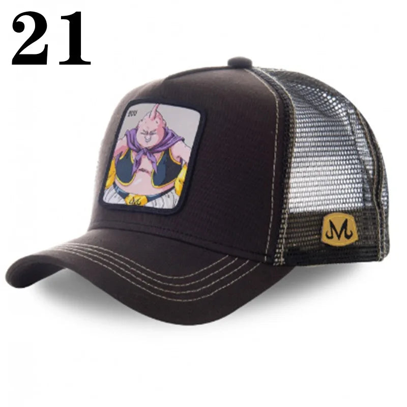 Casquette de baseball imprimée à l'effigie d'un personnage de l'anime Dragon Ball pour hommes et femmes – Casquette hip-hop – Casquette en maille pour camionneur – Protection solaire d'été pour les activités en plein air