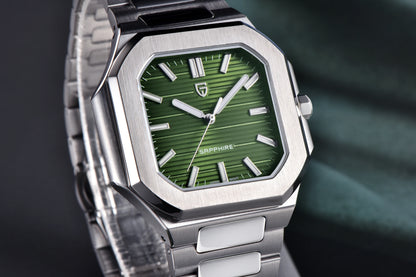 Nuovo orologio di lusso quadrato PAGANI DESIGN 2026 da uomo al quarzo, vetro zaffiro AR, movimento giapponese, luminoso, in acciaio 316L all steel