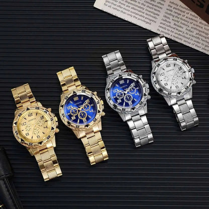 1/4PCS Fashion Business Men Watch Luxury Big Dial Mens Quartz Wristwatches Clock Gift Reloj Hombre（Without Box）