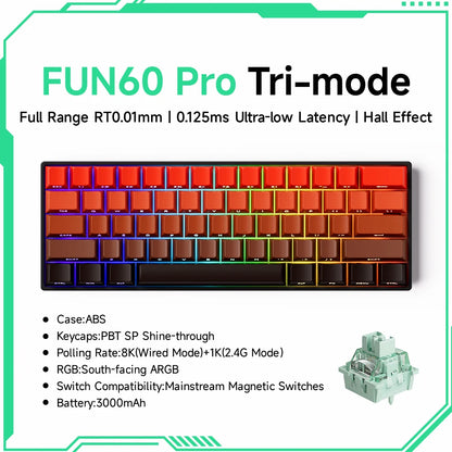 Akko MonsGeek FUN68 FUN60 PRO&MAX Tastiera magnetica HE 60% 65% Tastiere da gaming Rapid Trigger 8K Tastiera custom per gamer Esports
