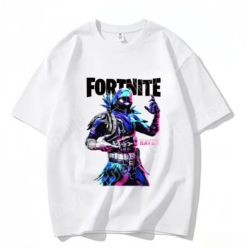 Fortnite Rundhals-T-Shirt für Erwachsene, unisex, Gaming-Dance-Mode, neu, aus reiner Baumwolle, kurzärmeliges Oberteil, perfekt für Freizeit und Urlaub