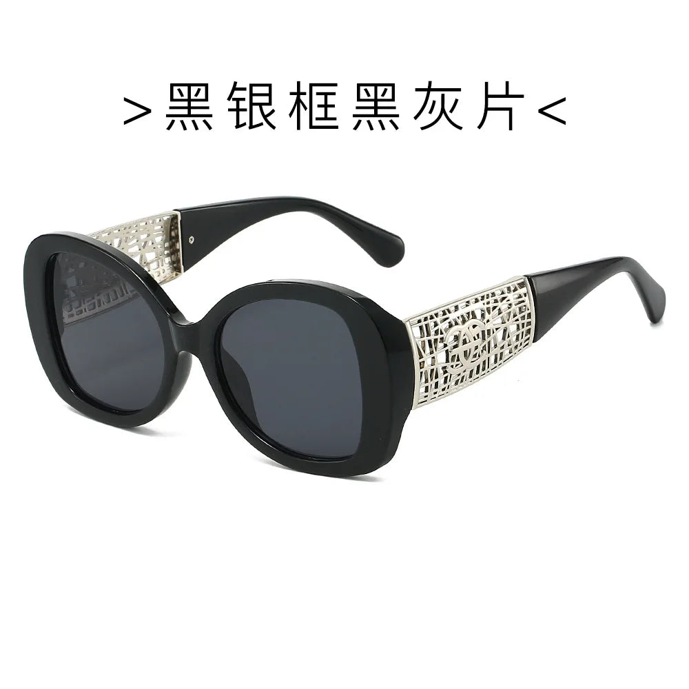 Hot Designer Fashion Women's Sunglasses Premium Retro Sunglasses Large Frame Metal Toad Glasses