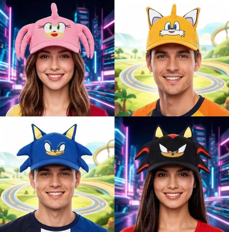 Shadow the Hedgehog 3D-baseballkasket til voksne og børn med Sonic, Amy, Tails og Knuckles-print, flad kant og ducktongue-solhat – gaver