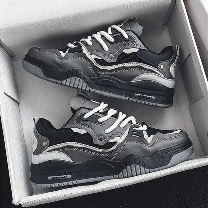 Zapatillas casual de malla para hombre, cómodas zapatillas de running masculinas con cordones, zapatos de skate con plataforma para hombre, zapatillas deportivas para estudiantes