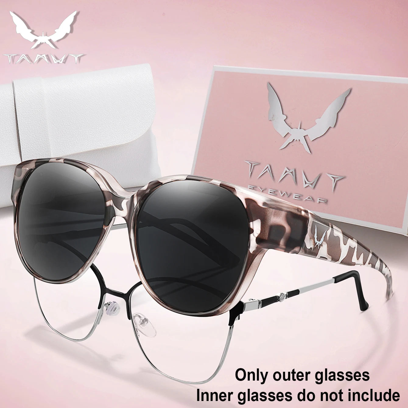 Over Glasses with Box Cover Over Myopia Eyeglasses Unisex Round Shades with UV protection Outdoor Sports Fishing Hiking Cycling