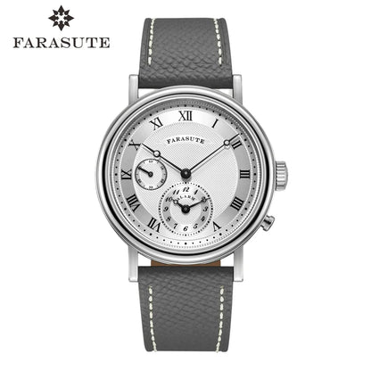 FARASUTE Retro Luxury Alarm Clock Quartz Watch Men Waterproof Night Light Wristwatch Casual Sapphire Stainless Steel Male Watch