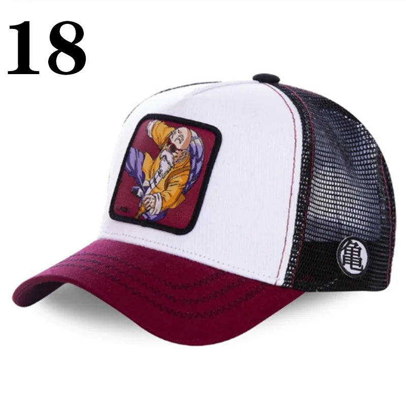 Casquette de baseball imprimée à l'effigie d'un personnage de l'anime Dragon Ball pour hommes et femmes – Casquette hip-hop – Casquette en maille pour camionneur – Protection solaire d'été pour les activités en plein air