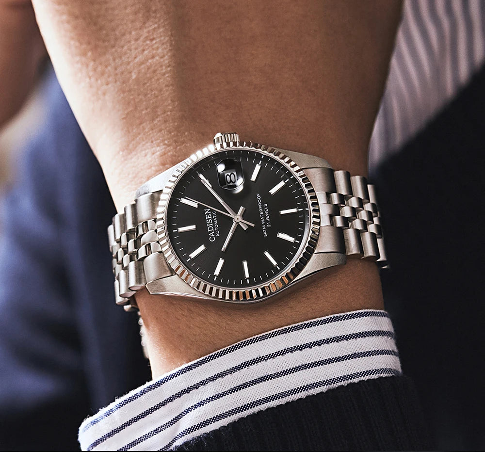 CADISEN Men Mechanical Watch Top Brand Luxury Automatic Watch Business Stainless Steel Waterproof Watch Men Relogio Masculino