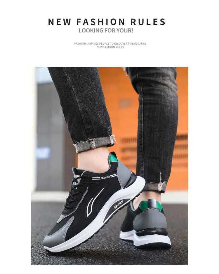Modne męskie buty sportowe w koreańskim stylu, sznurowane, casualowe, do biegania, wygodne, oddychające, z grubą podeszwą