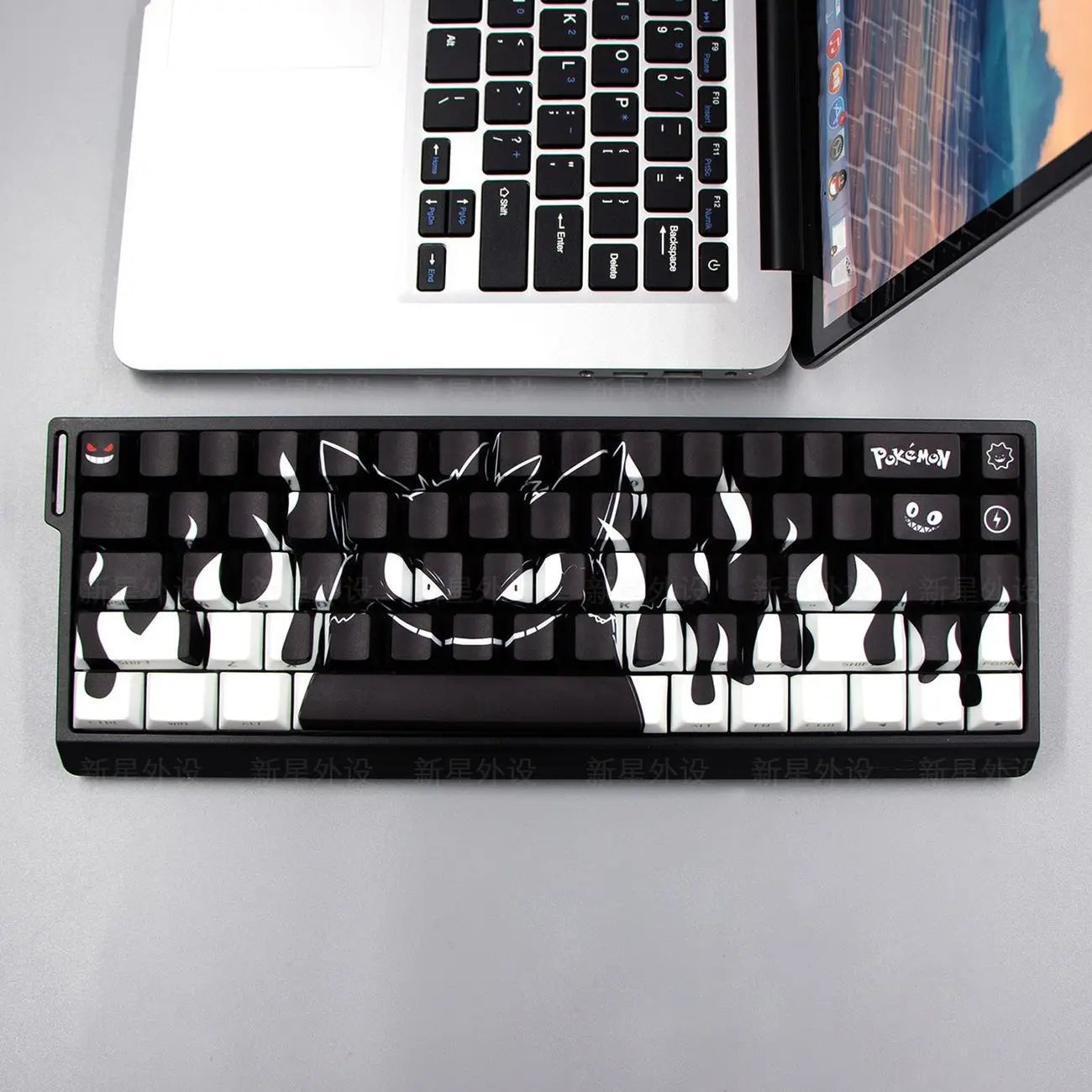 Grimace, Anime Side Carved Translucent Cherry Key Cap PBT 74 Key, 60/65/68 Layout Mechanical Keyboard
