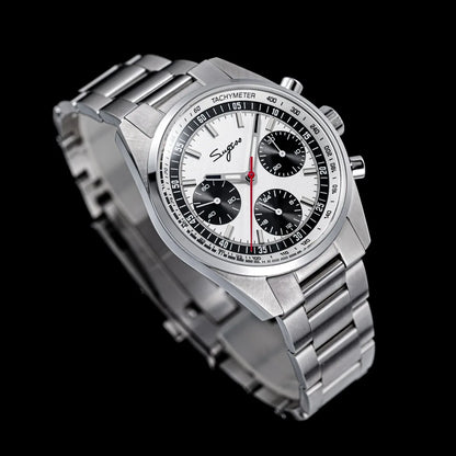 Sugess Mens Watch 38mm Chronograph Mechanical Wristwatches Tianjin Gooseneck Movement Sapphire Crystal Roulette Dial S465 new
