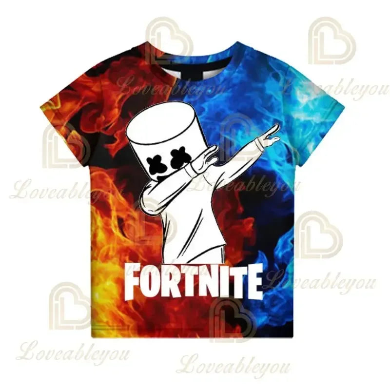 T-shirt Fortnite para Crianças Banana Peely, T-shirt para Homem e Mulher, T-shirt Battle Royale, Top de Verão Harajuku