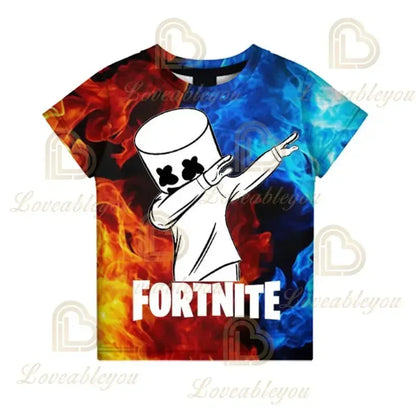 T-shirt Fortnite para Crianças Banana Peely, T-shirt para Homem e Mulher, T-shirt Battle Royale, Top de Verão Harajuku