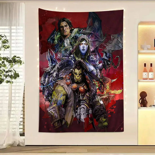 Duża drukowana makatka ścienna World Of Warcraft Hot Game, tania hipisowska dekoracja ścienna, boho makatki ścienne z mandalą, dekoracja do domu
