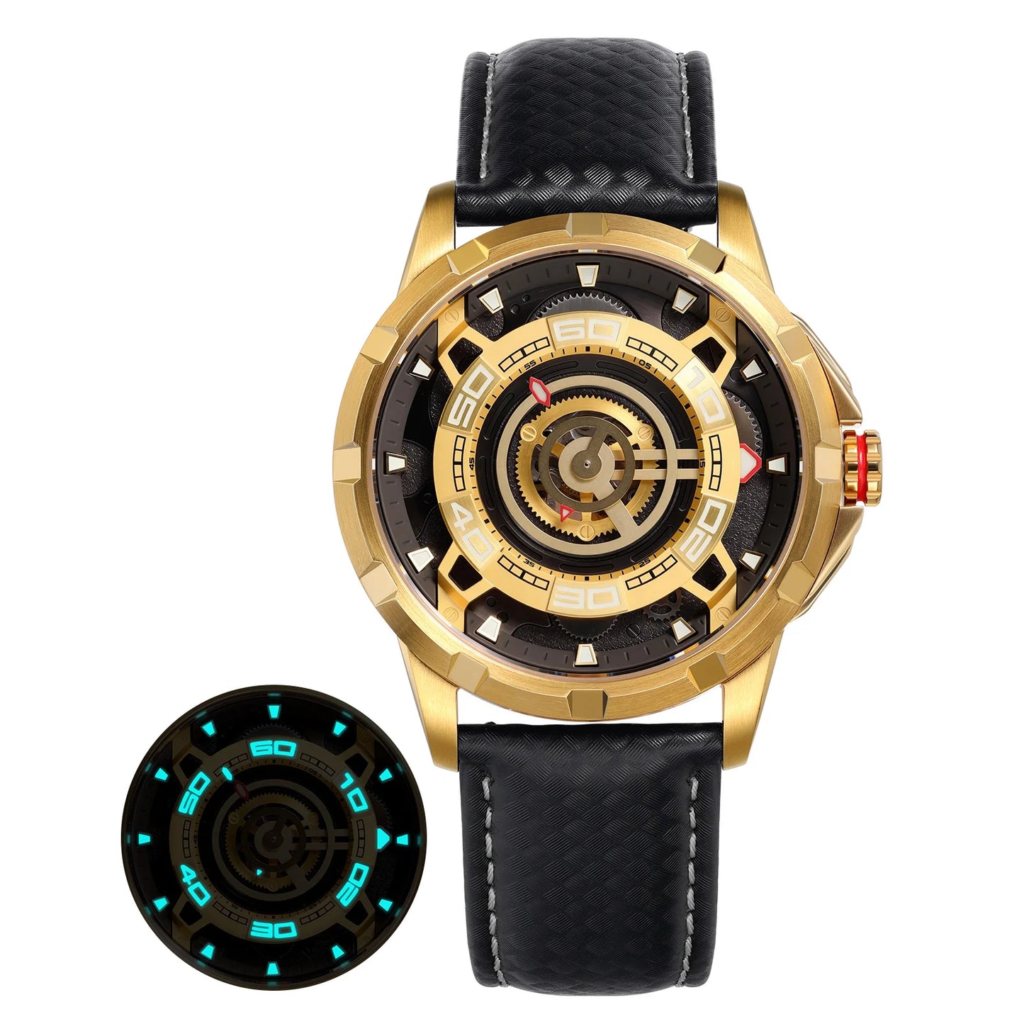 BERNY Automatic Skeleton Watch For Men 3D Dial 5ATM Luminous Sapphire 316L Steel MIYOTA 82S0 Mechanical Top Luxury Men's Watches
