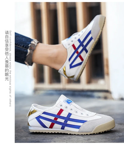 Men's Classic Running Shoes Lace Up Flat Bottom Sports Shoes Soft Sole Walking Gym Breathable Couple Casual Canvas Tennis Shoes