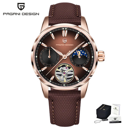 PAGANI DESIGN 41mm Men’s Luxury Mechanical Watch  Sapphire Crystal, Leather Strap & Waterproof