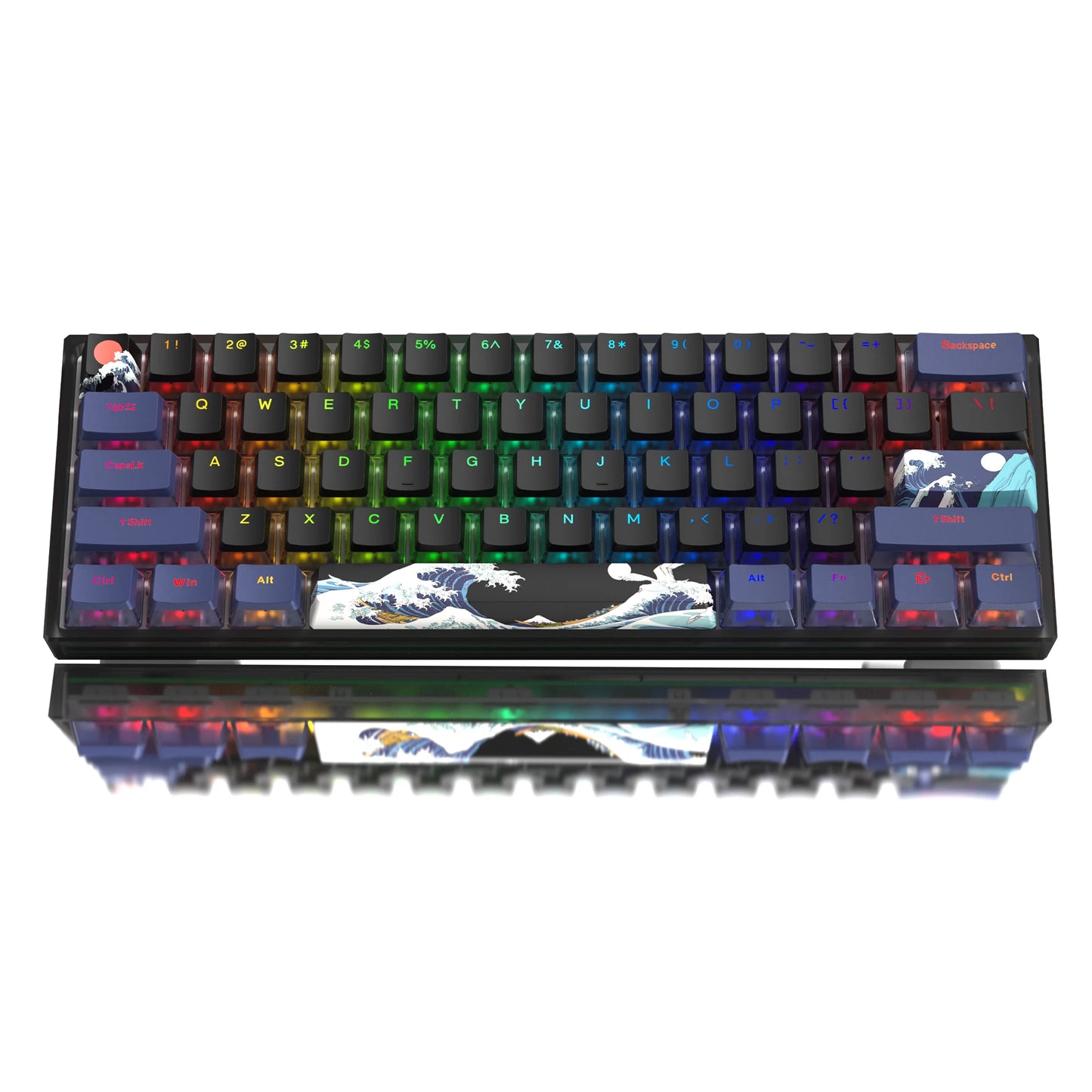 Womier WK61 Mechanical Keyboard RGB Wired Gaming Keyboard Hot-Swappable Blue Sea Theme with PBT Keycaps for Windows PC Gamers