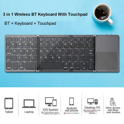 2026 Folding Bluetooth Keyboard Wireless Klavye English Russian with Type-C Charge Port for IOS/Android/Windows ipad Tablet