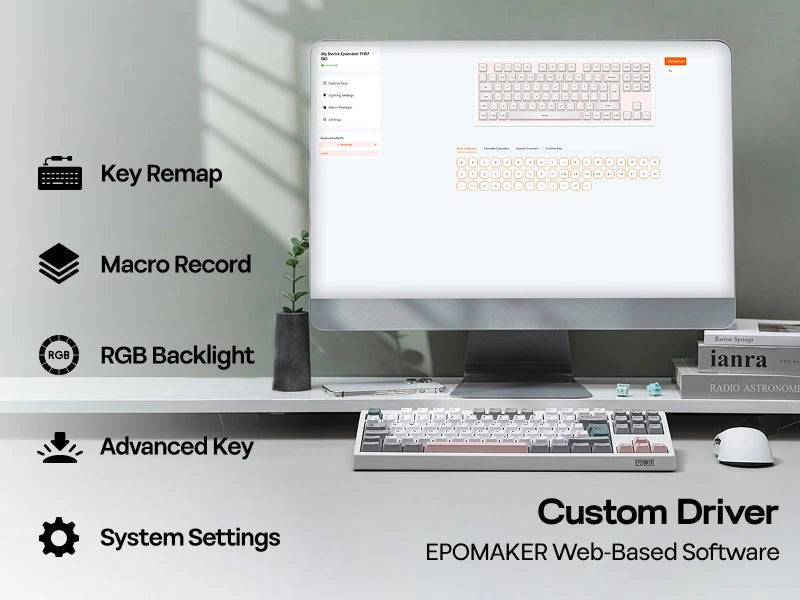 Teclado mecánico EPOMAKER TH87 con distribución ISO-UK TKL, con cable/BT/inalámbrico 2.4Ghz, NKRO, batería de 10000mAh y luz RGB