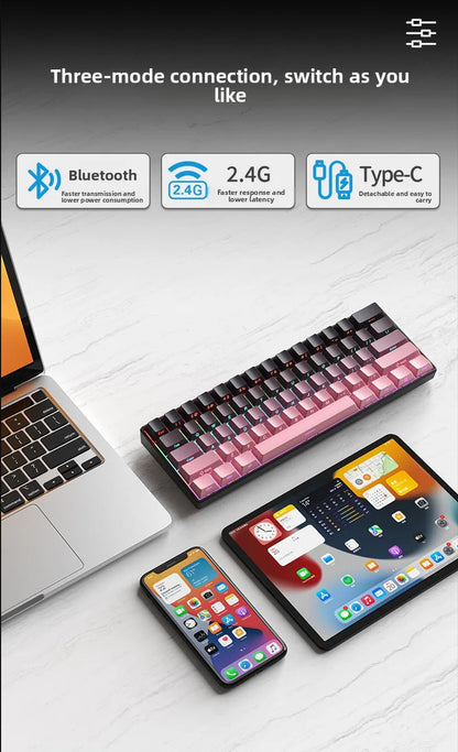 Keyboard Bluetooth Wireless Mechanical keyboards rgb Gamer teclado para tablet mecanico 60% ipad Backlit Mini usb key board