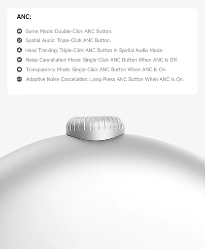 Cuffie wireless Picun F8MAX ANC, cancellazione attiva del rumore ibrida 59dB, audio spaziale, auricolari Bluetooth 6.0, headset over-ear 180H