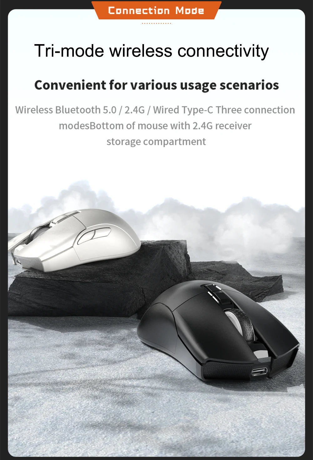Rato Gaming Sem Fios Motospeed Darmoshark N3 Pro Bluetooth Double 8K Tri-Mode Recarregável PAW3395 64g Ergonómico para Gamer