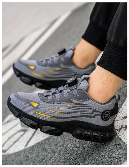 Chaussures de sécurité de travail à bouton rotatif pour hommes, chaussures à bout en acier indestructibles, baskets de travail, bottes de protection, taille 47 48