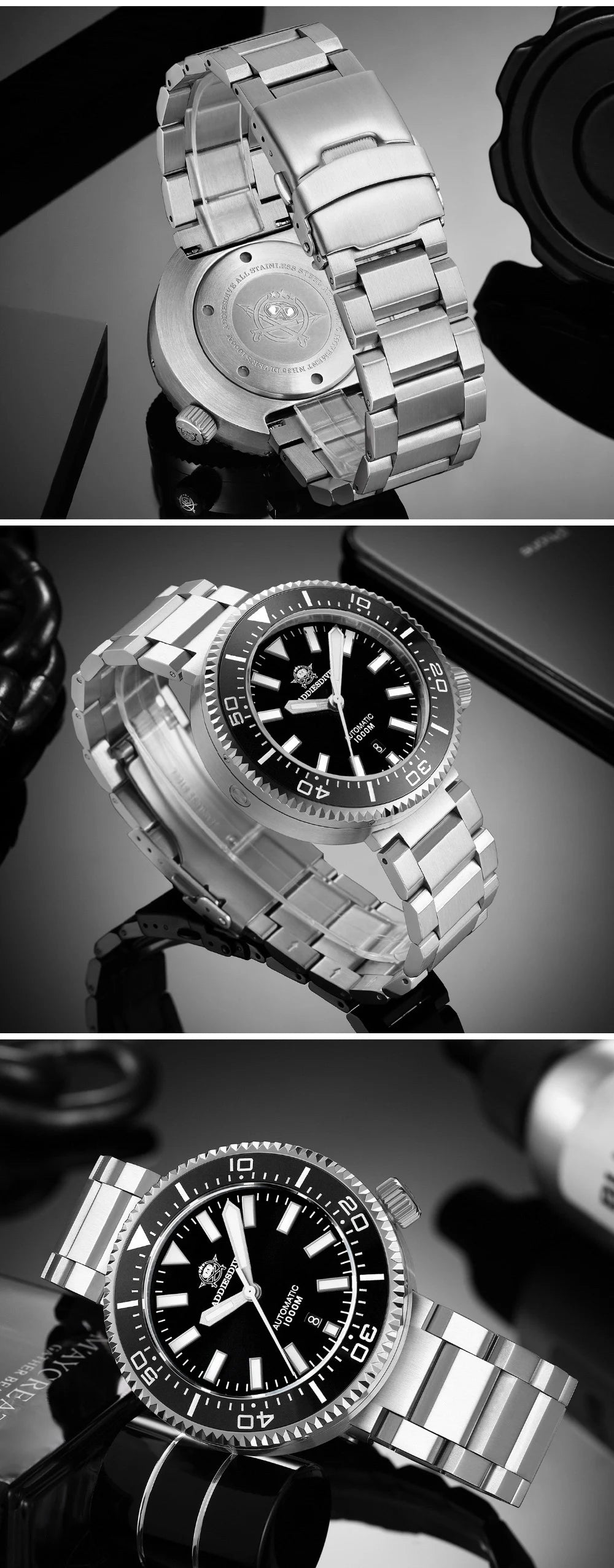ADDIESDIVE Men's Luxury Watch 1000m diver's watch Waterproof luminous Sapphire Glass reloj hombre Automatic Mechanical Watches