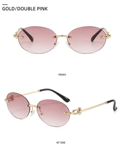 Oval Rimless Sunglasses High-End Casual and Luxurious Women's Borderless Sun Glasses Fashion and Personalized Sunglasses