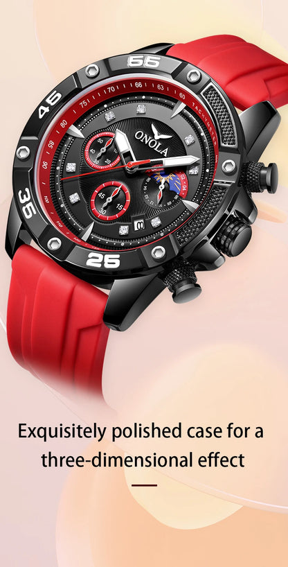 ONOLA New Fashion Casual Men's Watch Multi functional Fluorescent Tape Waterproof Quartz Military Watch Men's Clock High Quality