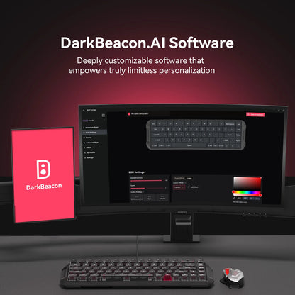 Teclado Gaming Mecânico DarkBeacon Flux 68 HE com Switches Magnéticos Hot Swappable, USB-C com Fio, RGB, Layout 65%