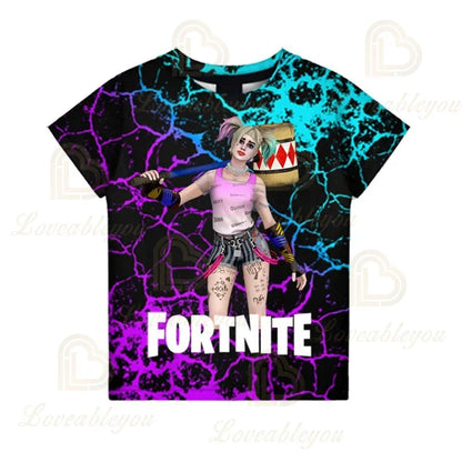 Fortnite „Victory Royale Ninja Fashion“ 3D marškinėliai vaikams, vasariniai trumpomis rankovėmis, su animaciniu raštu, kūdikių drabužiai, vaikiški marškinėliai