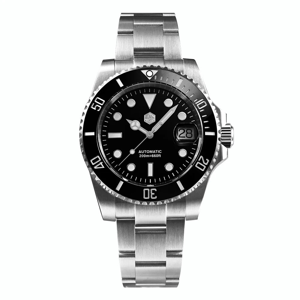 San Martin Watch New Upgraded Sub Men PT5000 ST2130 Automatic Diving Watches with Ceramic Bezel 200m Waterproof Sapphire SN0017G